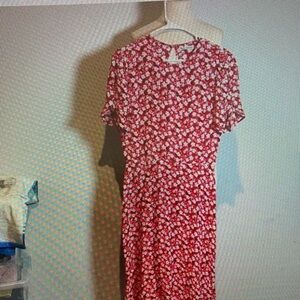 ba&sh Red Floral Midi Dress